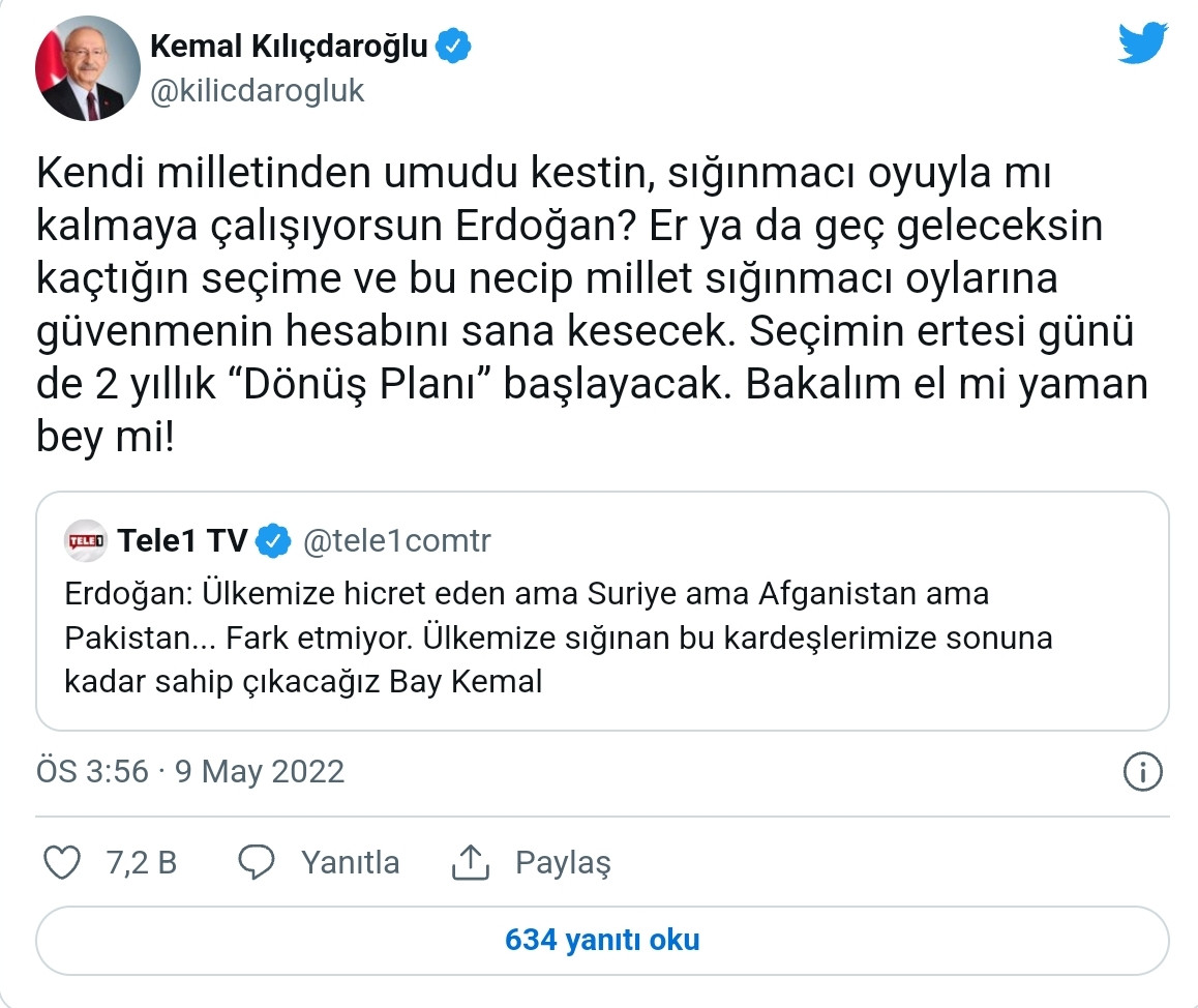 Kılıçdaroğlu Erdoğan'a Seslendi: Sığınmacıların Oylarına mı Güveniyorsun?