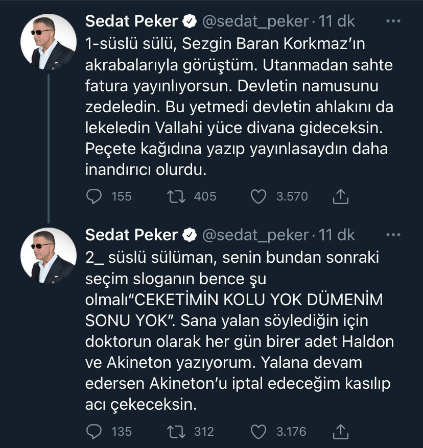 Sedat Peker'den Süleyman Soylu'ya: Peçeteye Yazsaydın Daha İnandırıcı Olurdu - Resim: 1