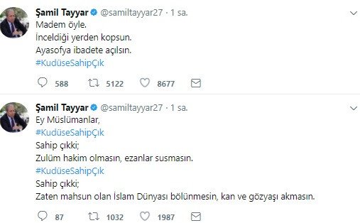 Sosyal medyada Erdoğan'a Ayasofya ibadete açılsın çağrısı - Resim: 1
