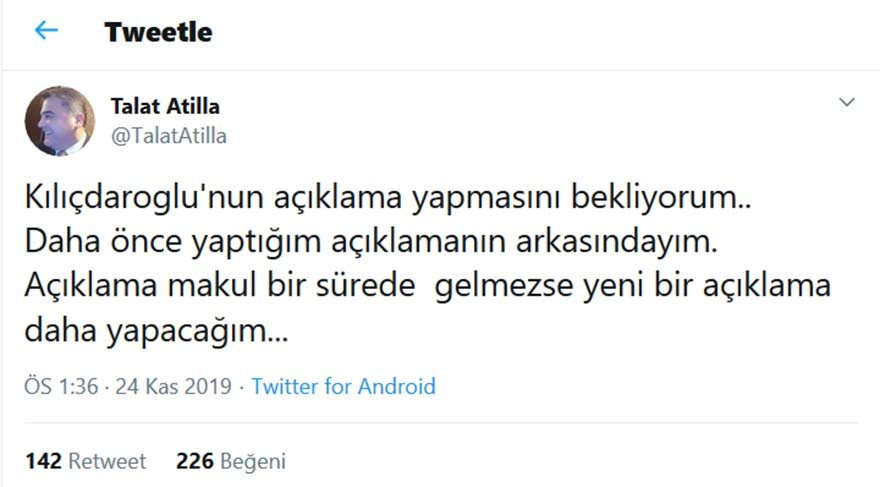 Talat Atilla: Kılıçdaroğlu açıklama yapmazsa bir açıklama daha yapacağım - Resim: 1