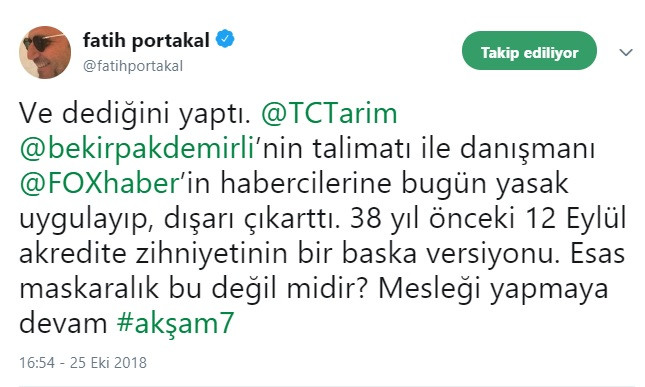 Tarım Bakanı Bekir Pakdemirli FOX Haber ekibini salondan dışarı attırdı, Fatih Portakal isyan etti - Resim: 1