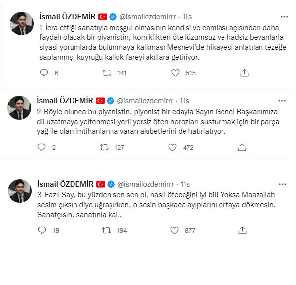 MHP'li Özdemir'den Fazıl Say'a Tehdit: Nasıl Öteceği İyi Bil Yoksa...