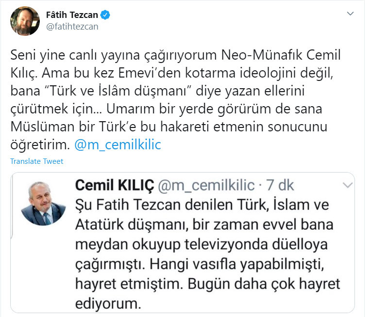 Bu provokatörü kim durduracak? Fatih Tezcan bu kez ilahiyatçı Cemil Kılıç'ı tehdit etti - Resim: 1