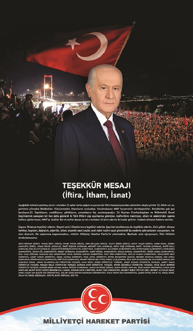 MHP'den manidar teşekkür ilanı: Bahçeli o gazetecileri unutmadı - Resim: 1