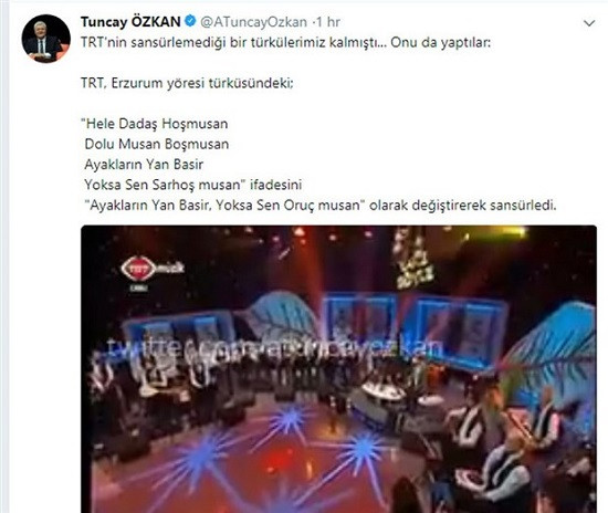 TRT'den türkü sansürü: Sarhoş musan, oruç musan oldu - Resim: 1