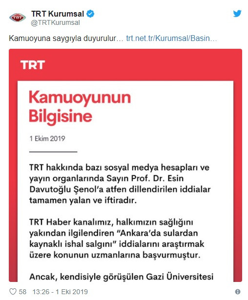 TRT'den öğretim üyesi Esin Davutoğlu Şenol'un iddialarına yalanlama - Resim: 1