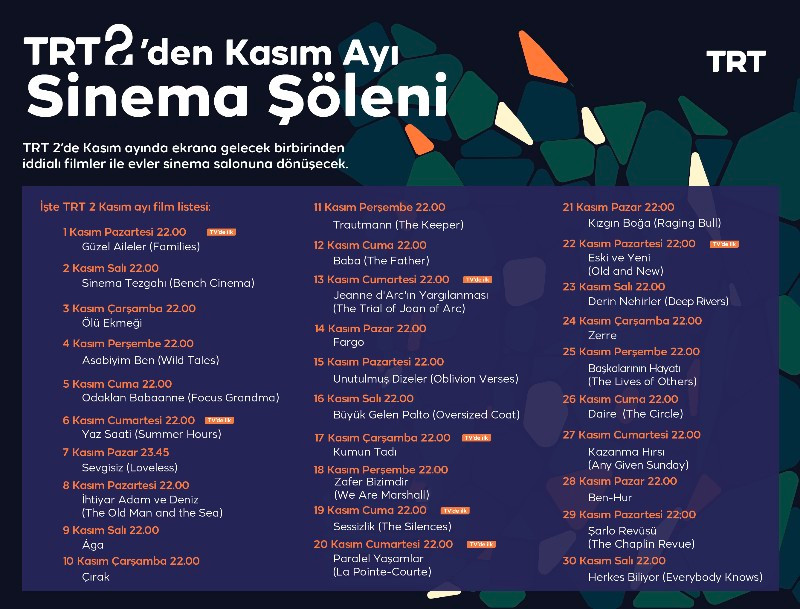TRT 2'de Kasım Ayında Her Akşam Farklı Film: İşte Tam Liste - Resim: 1