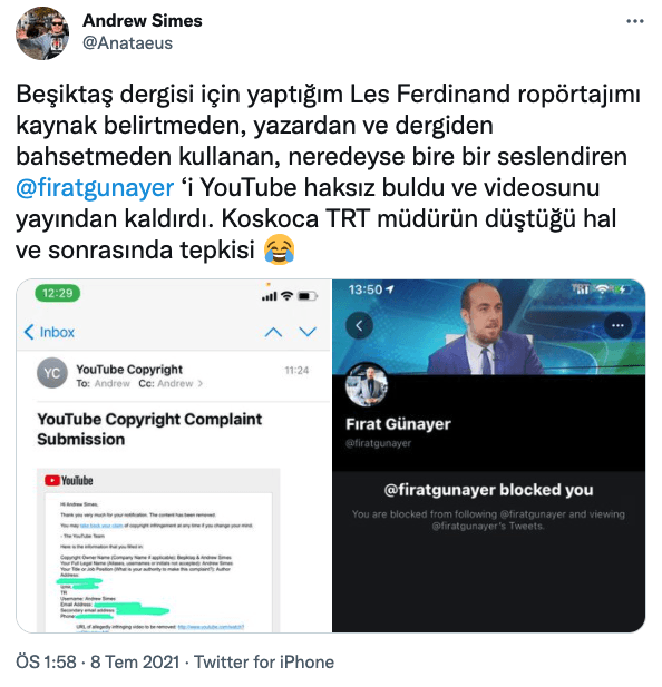 YouTube’dan TRT Spor Müdürü Fırat Günayer’e Şok! Video Kaldırıldı... - Resim: 1