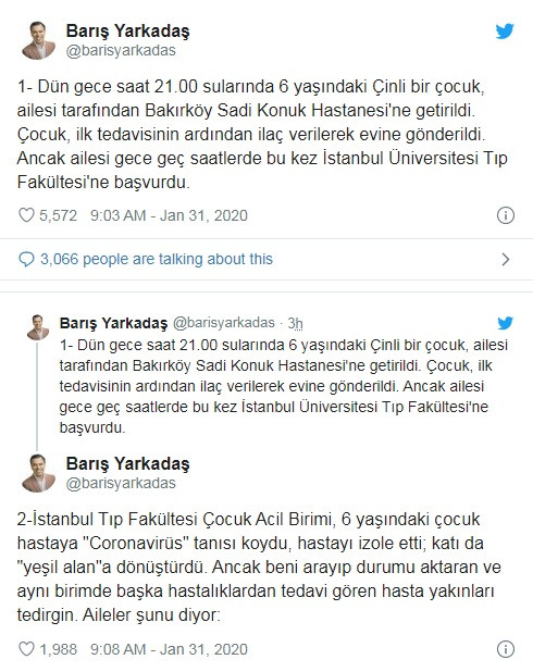 Türkiye'de ilk koronavirüs vakası iddiası: Barış Yarkadaş raporu paylaştı - Resim: 1