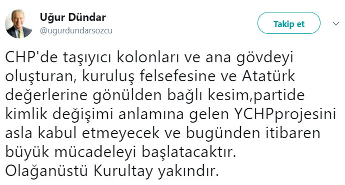 Uğur Dündar'dan dikkat çeken CHP paylaşımı: Atatürkçü kesim... - Resim: 1