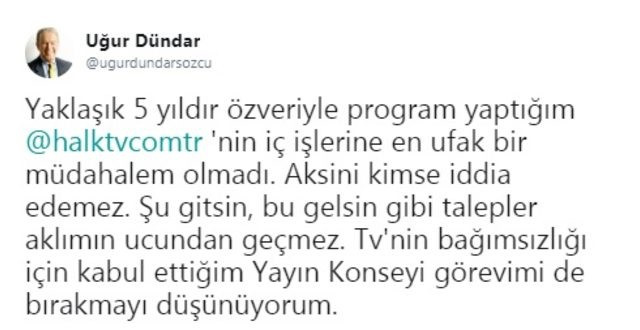 Uğur Dündar Halk TV'deki görevini bırakıyor - Resim: 1