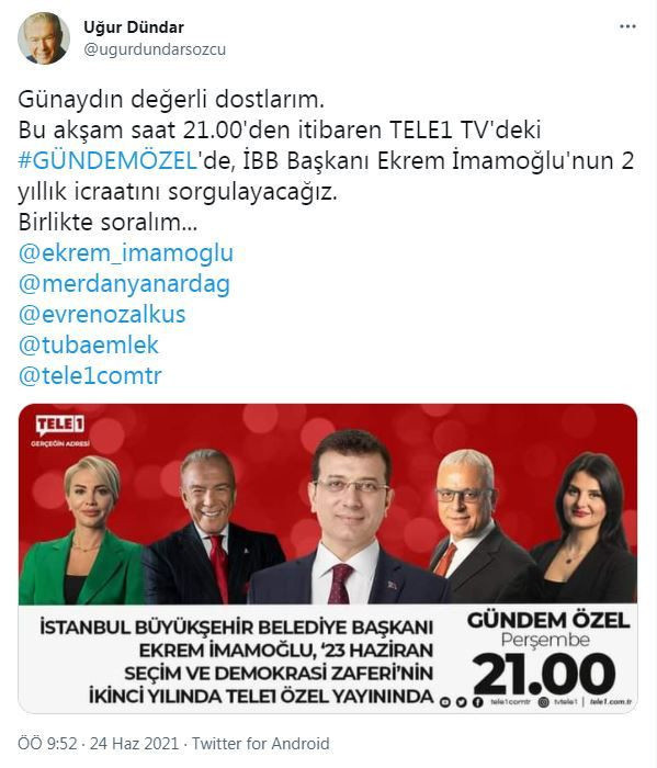 Uğur Dündar Bu Akşam Canlı Yayına Çıkacağını Duyurdu - Resim: 1