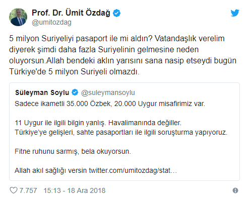 Süleyman Soylu ile Ümit Özdağ Twitter'da Suriyelileri tartıştı - Resim: 2