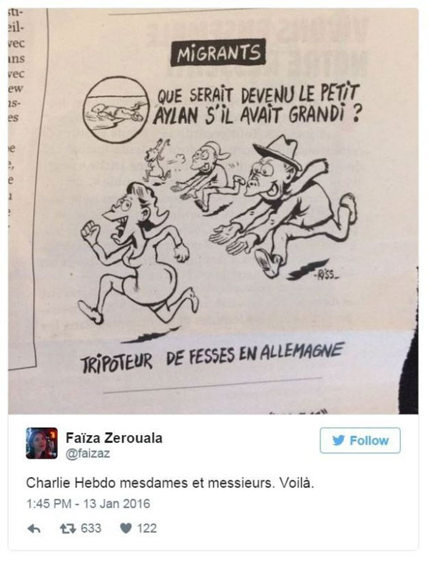 Charlie Hebdo'dan tepki çeken Aylan Kurdi karikatürü - Resim: 1