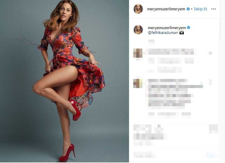 Meryem Uzerli'den derin bacak dekolteli poz - Resim: 1