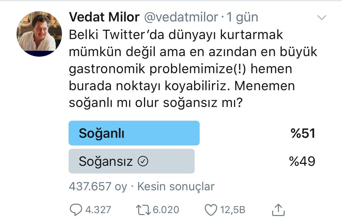 Vedat Milor'dan olay anket: Menemen soğanlı mı olur soğansız mı? - Resim: 1
