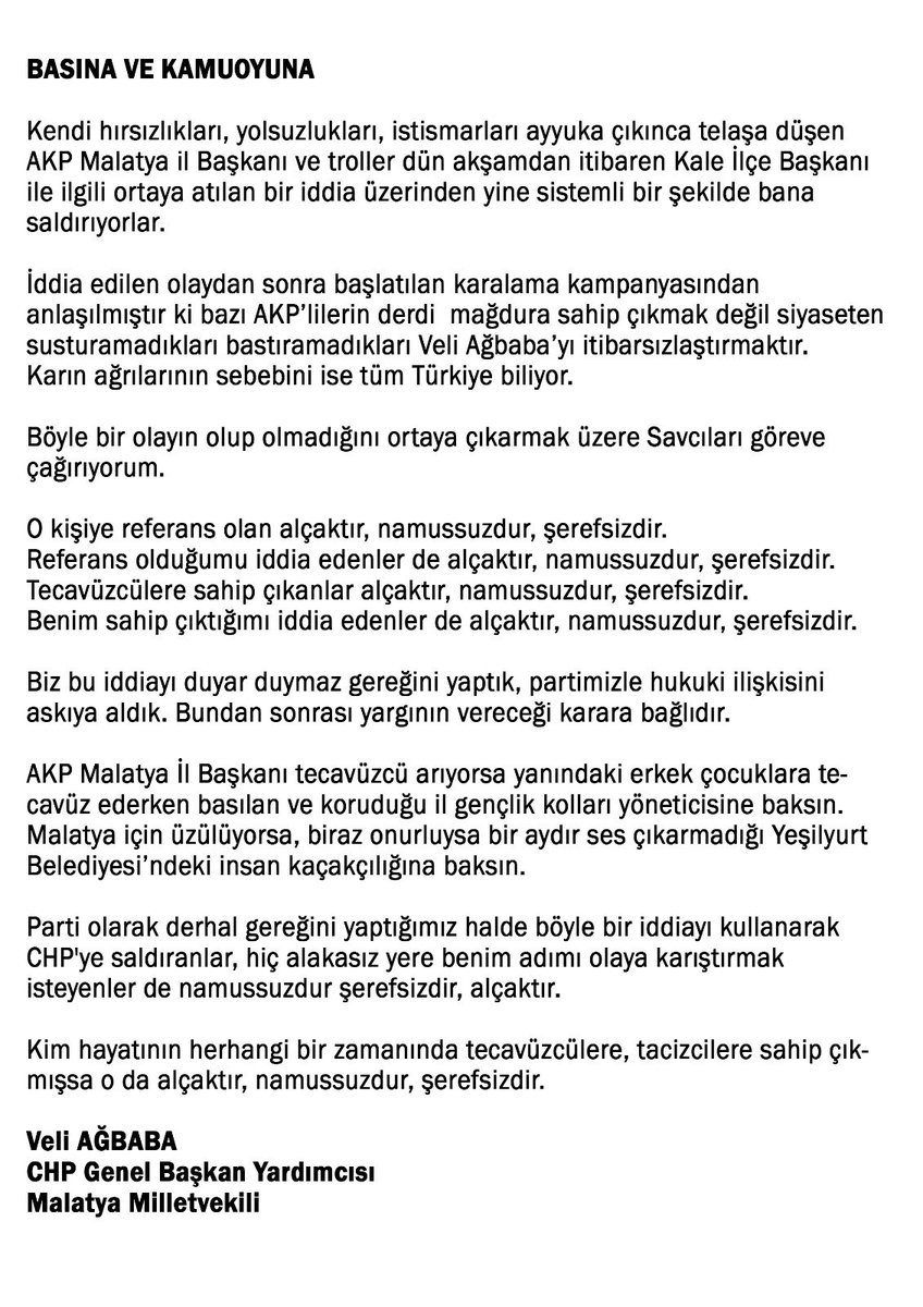 Veli Ağbaba Malatya'daki Tecavüz İddialarında Hedef Benim dedi - Resim: 1