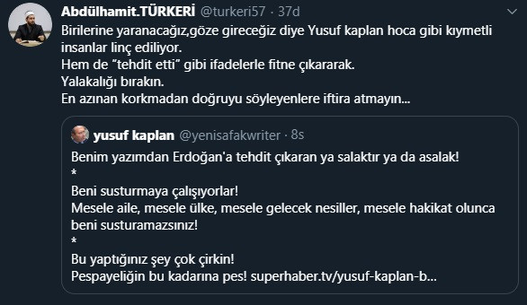 Erdoğan'ı tehdit eden Yusuf Kaplan'a hangi cemaat destek verdi? - Resim: 1