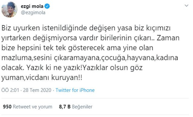 Ezgi Mola: Biz uyurken istenildiğinde değişen yasa... - Resim: 1