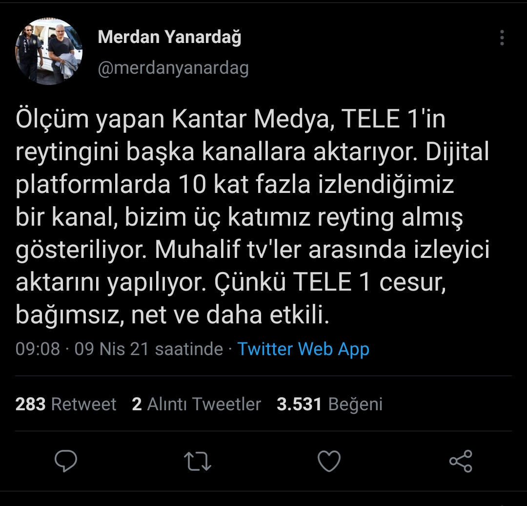 TELE1 Genel Yayın Yönetmeni Yanardağ: Kantar Medya TELE1'in Reytingini Başka Kanallara Aktarıyor - Resim: 1