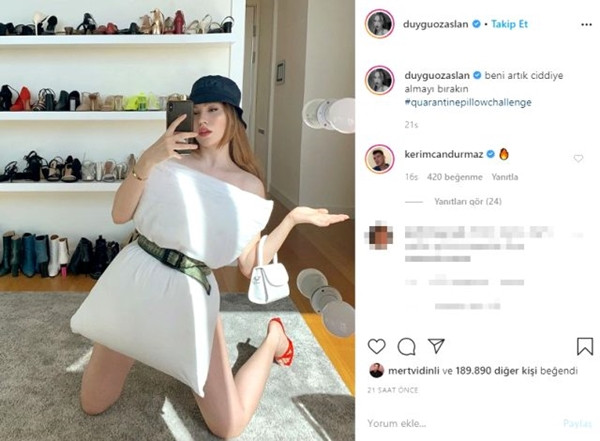 Yastık akımına katılan Duygu Özaslan yarı çıplak poz verdi - Resim: 1