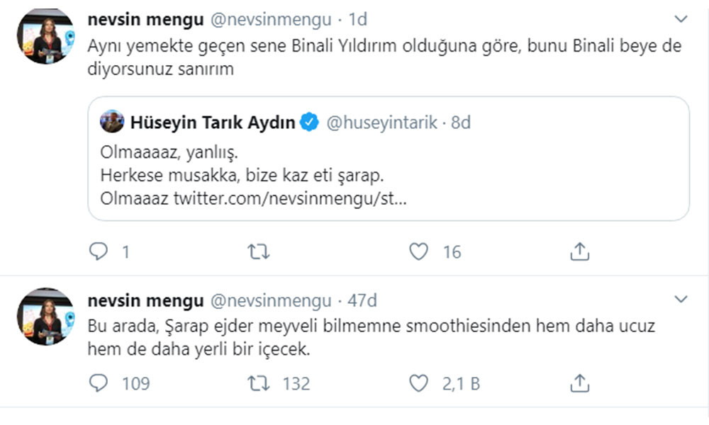 Nevşin Mengü’den İmamoğlu ile kaz eti ziyafeti yorumu: Şarap içtim ama.. - Resim: 1