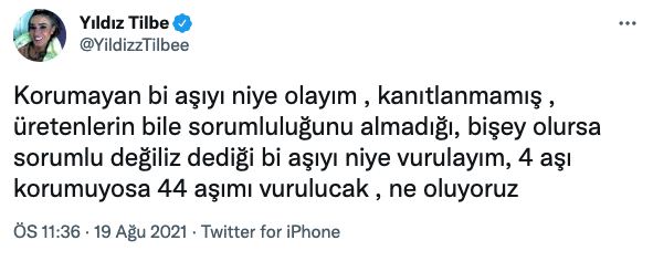 Yıldız Tilbe'nin Aşı Karşıtlığı Sevenlerinden Sert Tepki Gördü - Resim: 1