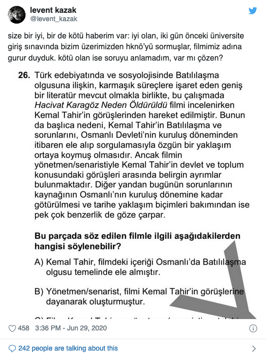 YKS'de sorulan Hacivat ve Karagöz sorusunu filmin senaristi bile çözemedi - Resim: 2