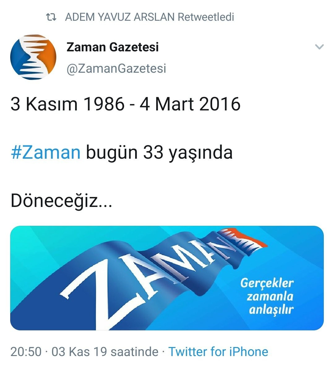 FETÖ’cü Zaman gazetesi hesabından döneceğiz mesajı - Resim: 1