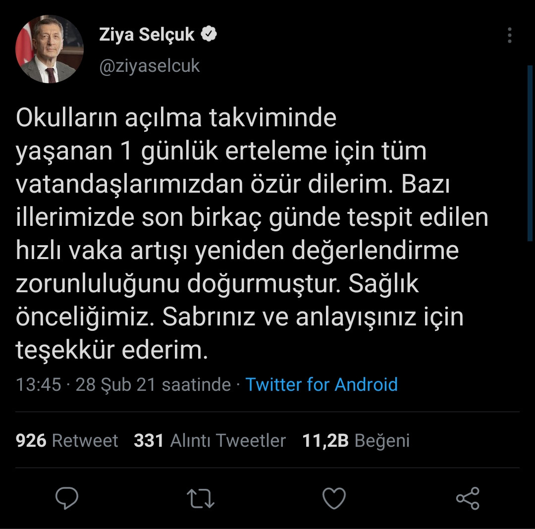 Milli Eğitim Bakanı Ziya Selçuk özür diledi!